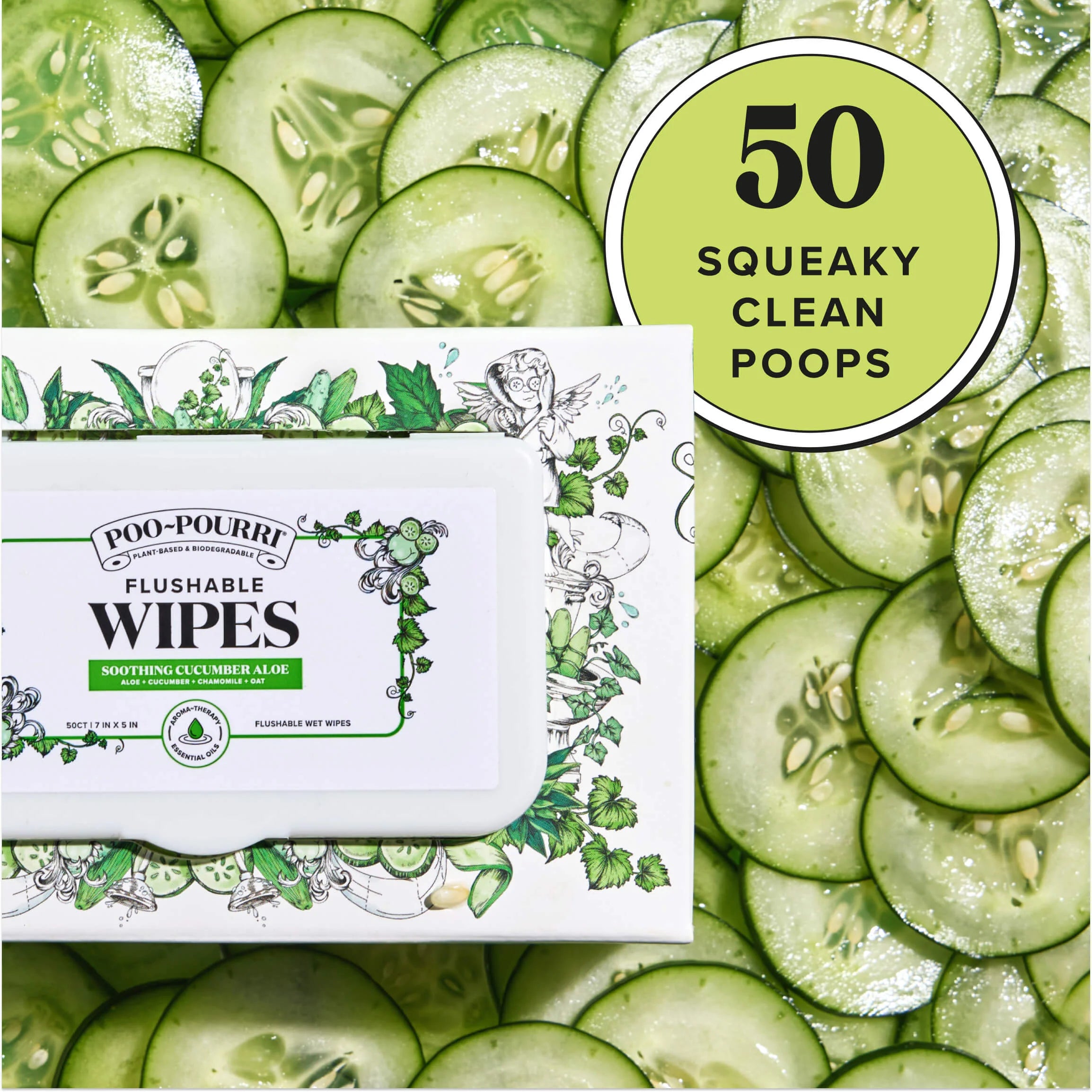 Cucumber Aloe Flushable Wipes - Poo~Pourri