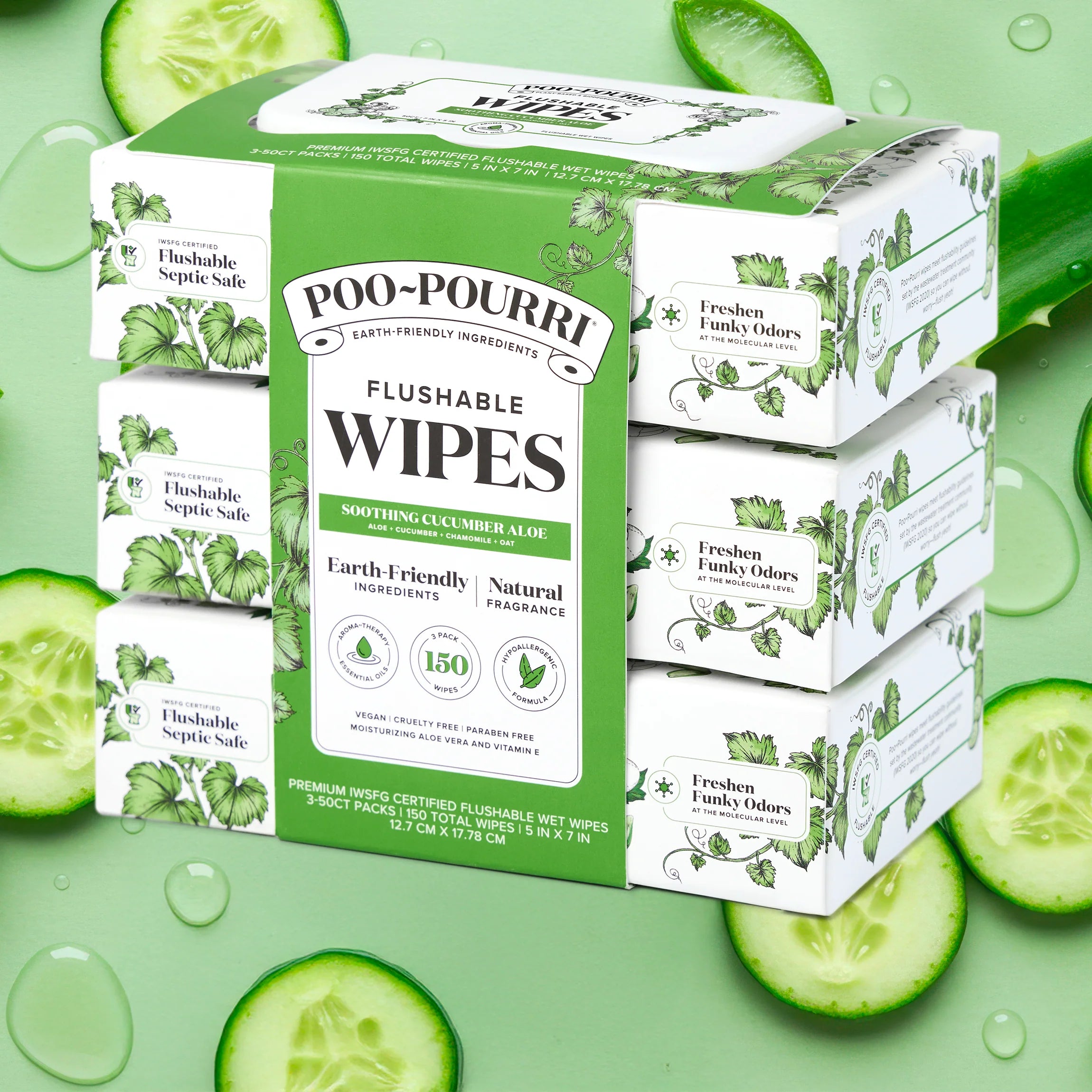 Cucumber Aloe Flushable Wipes - Poo~Pourri
