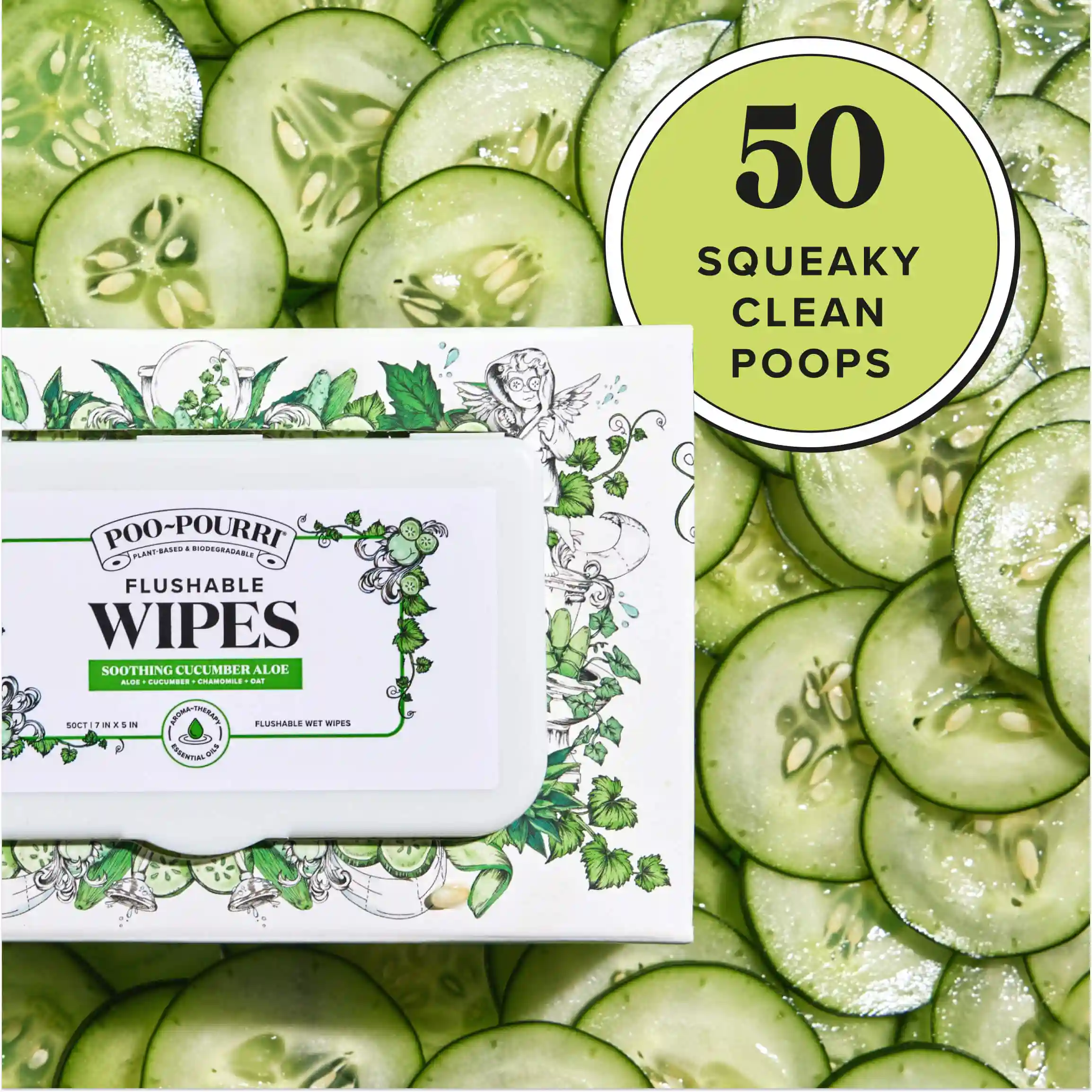 Cucumber Aloe Flushable Wipes - Poo~Pourri - Image 13