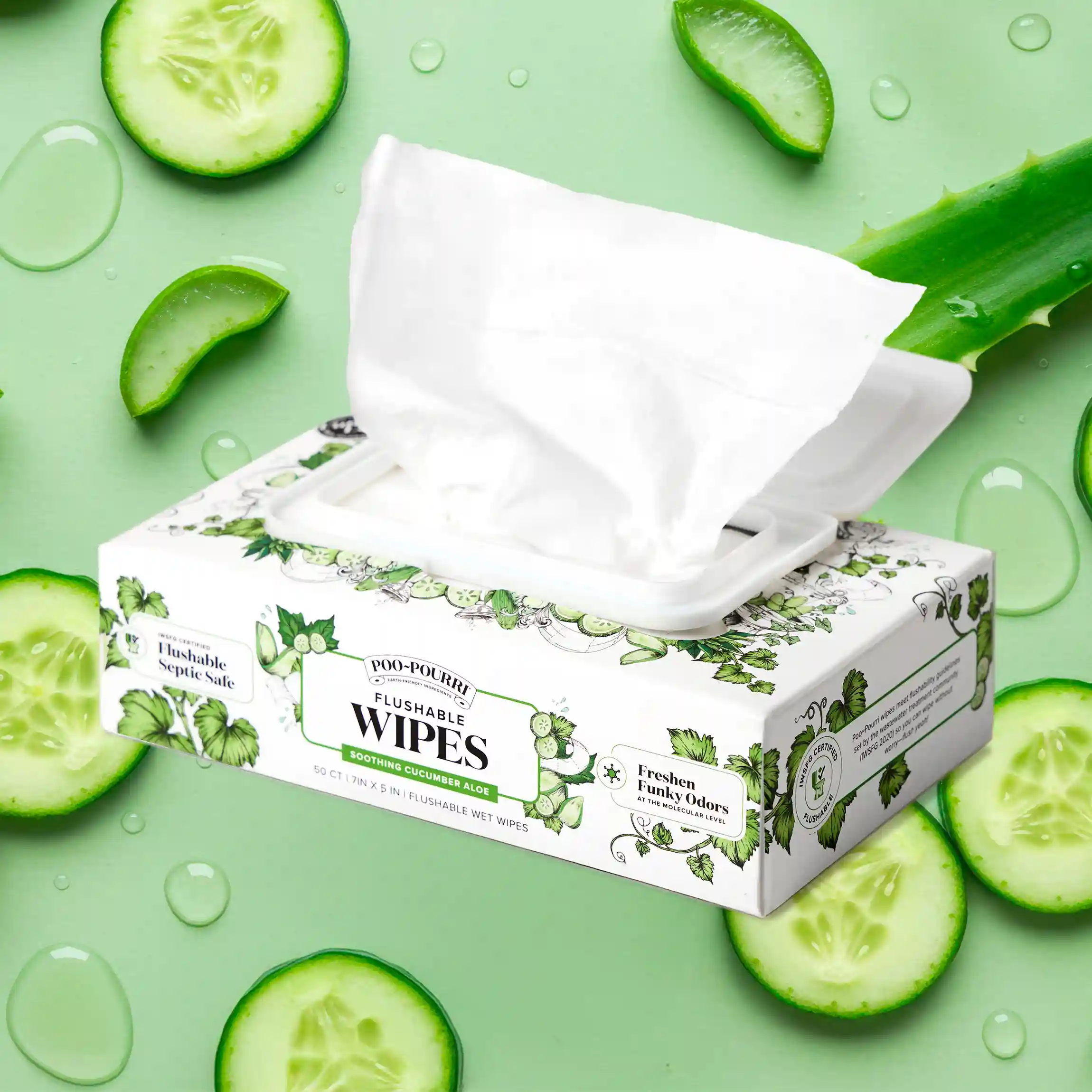 Alternative view of Cucumber Aloe Flushable Wipes - Poo~Pourri