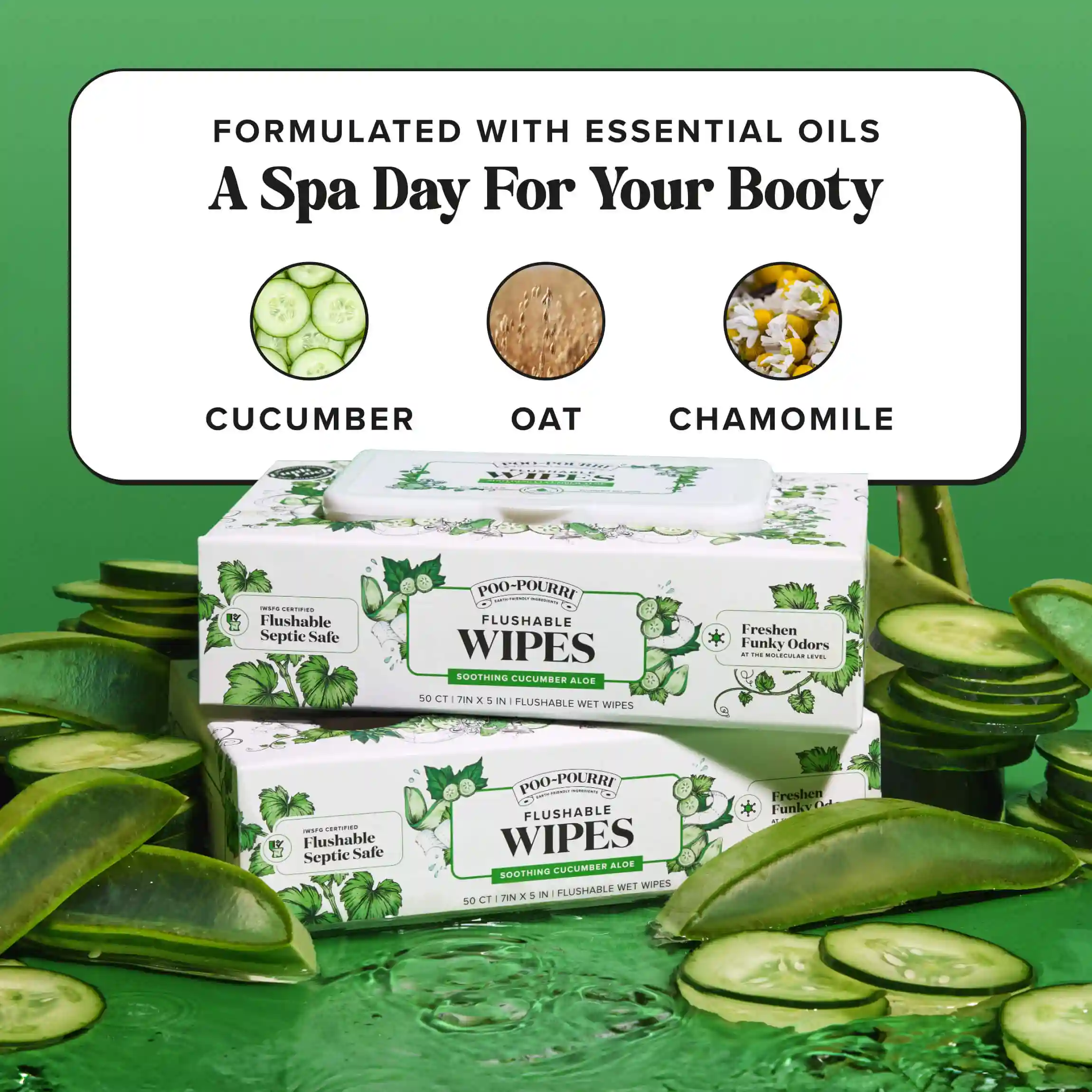 Cucumber Aloe Flushable Wipes - Poo~Pourri - Image 8
