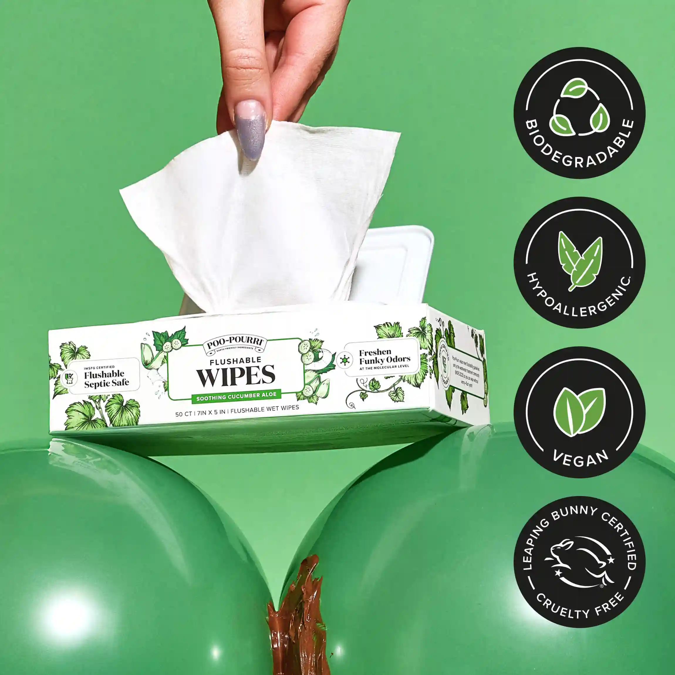Cucumber Aloe Flushable Wipes - Poo~Pourri - Image 24